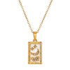 Wholesale Retro Stainless Steel Geometric Rectangular Oil Dripping Zircon Tarot Card Pendant Necklace Manual Processing For Women
