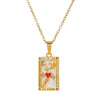 Wholesale Retro Stainless Steel Geometric Rectangular Oil Dripping Zircon Tarot Card Pendant Necklace Manual Processing For Women