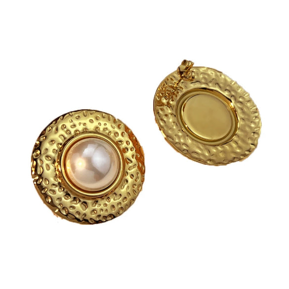 Wholesale Retro Stainless Steel Geometric Round Heart Shape Electroplated Earrings For Couple