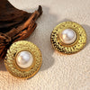 Wholesale Retro Stainless Steel Geometric Round Heart Shape Electroplated Earrings For Couple