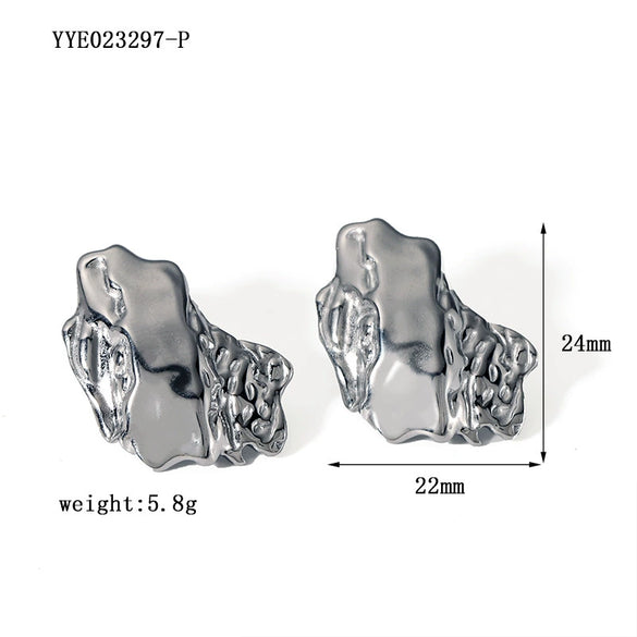 Wholesale Retro Stainless Steel Niche Design Irregular Ear Studs For Women 18K Gold Plated With Vacuum Real Gold Electroplating In Pvd Furnace