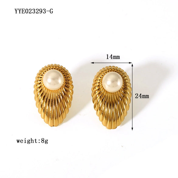Wholesale Retro Stainless Steel Niche Design Irregular Ear Studs For Women 18K Gold Plated With Vacuum Real Gold Electroplating In Pvd Furnace