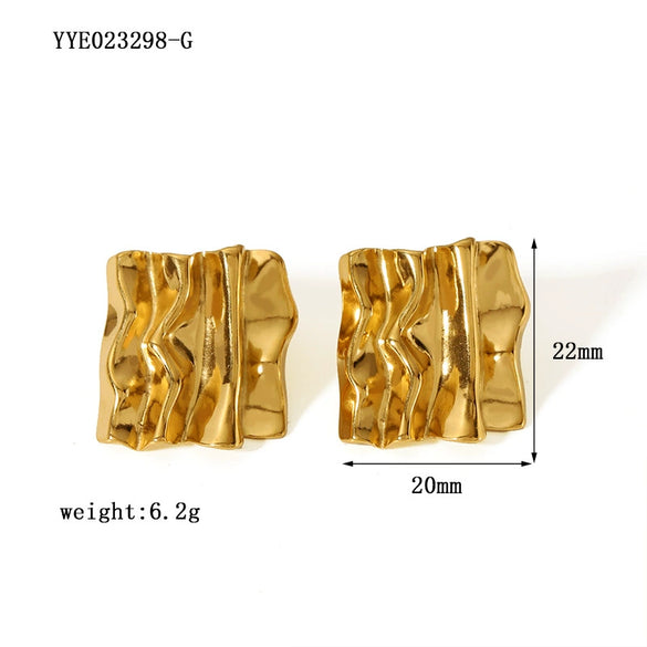 Wholesale Retro Stainless Steel Niche Design Irregular Ear Studs For Women 18K Gold Plated With Vacuum Real Gold Electroplating In Pvd Furnace