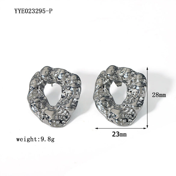 Wholesale Retro Stainless Steel Niche Design Irregular Ear Studs For Women 18K Gold Plated With Vacuum Real Gold Electroplating In Pvd Furnace