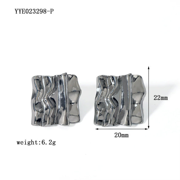 Wholesale Retro Stainless Steel Niche Design Irregular Ear Studs For Women 18K Gold Plated With Vacuum Real Gold Electroplating In Pvd Furnace
