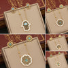 Wholesale Retro Stainless Steel Oil Dropping Eyes Palm Necklace Set With Electroplating Treatment