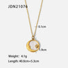 Wholesale Retro Stainless Steel Oval Shell Sun Moon Pendant Necklace With 18K Gold Plated Electroplating