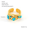 Wholesale Retro Stainless Steel Ring Electroplated With 18K Gold Inlaid With Peacock Geometric Style Unisex Jewelry