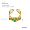 Wholesale Retro Stainless Steel Ring Electroplated With 18K Gold Inlaid With Peacock Geometric Style Unisex Jewelry