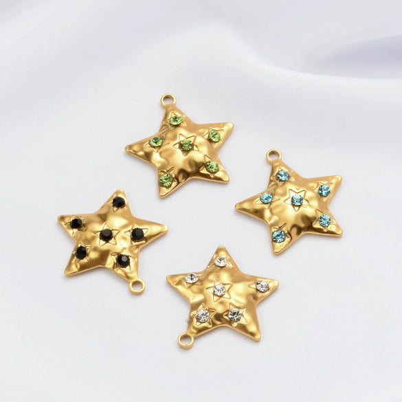 Wholesale Retro Stainless Steel Star Diamond Handmade Jewelry Accessories Pendant With Electroplating