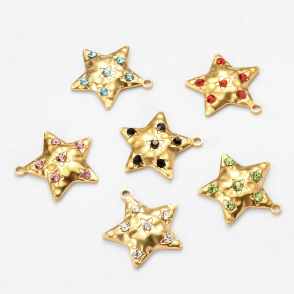 Wholesale Retro Stainless Steel Star Diamond Handmade Jewelry Accessories Pendant With Electroplating