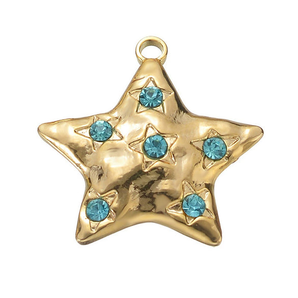 Wholesale Retro Stainless Steel Star Diamond Handmade Jewelry Accessories Pendant With Electroplating