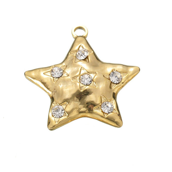 Wholesale Retro Stainless Steel Star Diamond Handmade Jewelry Accessories Pendant With Electroplating