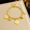 Wholesale Retro Stainless Steel Sun And Moon Pendant Chain Bracelet With Irregular Concaveconvex Surface And Electroplating