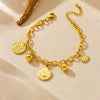 Wholesale Retro Stainless Steel Sun And Moon Pendant Chain Bracelet With Irregular Concaveconvex Surface And Electroplating