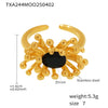 Wholesale Retro Stainless Steel Zircon Stamens Ring And Earrings Set With Electroplating