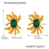 Wholesale Retro Stainless Steel Zircon Stamens Ring And Earrings Set With Electroplating