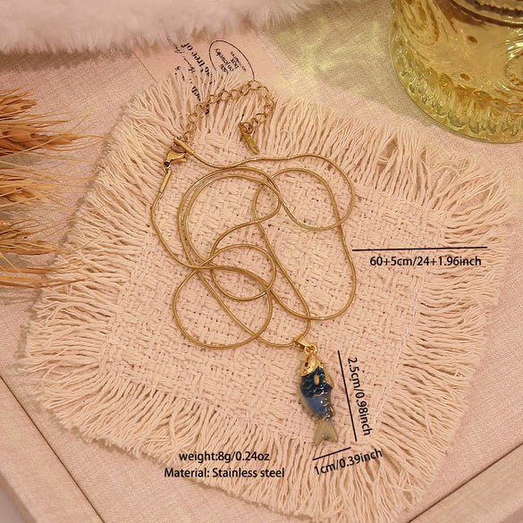 Wholesale Retro Stereo Koi Animal Zodiac Pattern Stainless Steel Pendant Necklace Accessories