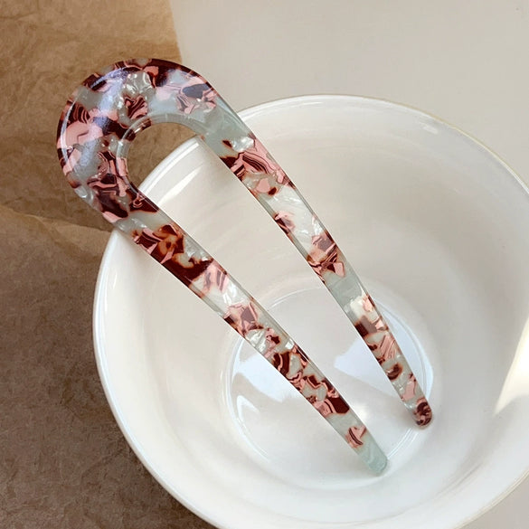 Wholesale Retro Style Acetate Sheet Ushaped Hairpin Head Jewelry
