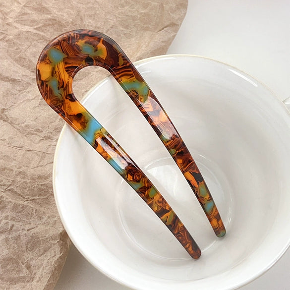 Wholesale Retro Style Acetate Sheet Ushaped Hairpin Head Jewelry