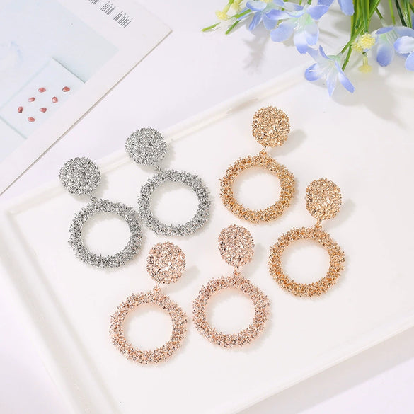 Wholesale Retro Style Alloy Geometric Large Circle Earrings With Electroplated Treatment For Women