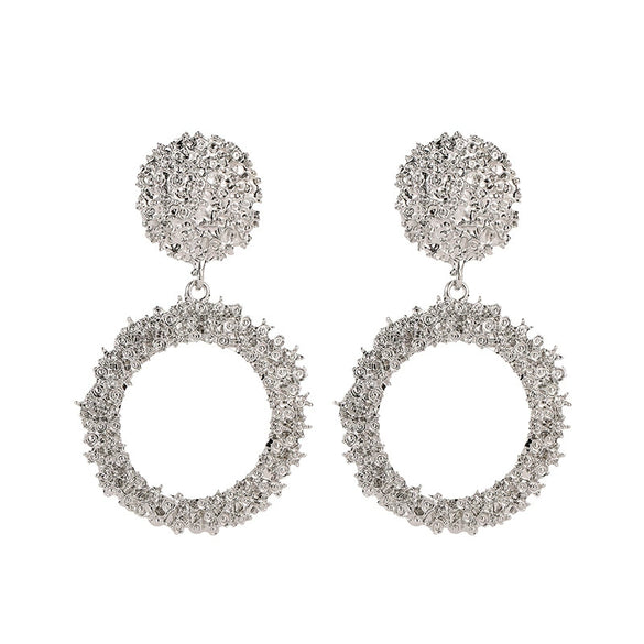 Wholesale Retro Style Alloy Geometric Large Circle Earrings With Electroplated Treatment For Women