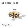 Wholesale Retro Style Color Oil Drop Daisy Ring Stainless Steel 18K Furnace Vacuum Plated