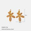 Wholesale Retro Style Flower Shape Dripping Oil Stainless Steel Petal Earrings For Women
