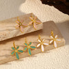Wholesale Retro Style Flower Shape Dripping Oil Stainless Steel Petal Earrings For Women