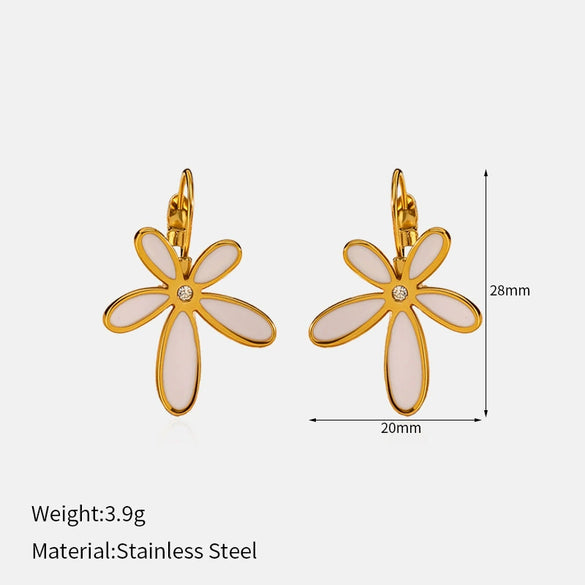 Wholesale Retro Style Flower Shape Dripping Oil Stainless Steel Petal Earrings For Women