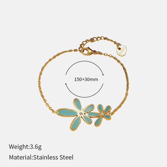 Wholesale Retro Style Flower Shape Dripping Oil Stainless Steel Petal Earrings For Women