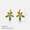 Wholesale Retro Style Flower Shape Dripping Oil Stainless Steel Petal Earrings For Women