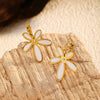 Wholesale Retro Style Flower Shape Dripping Oil Stainless Steel Petal Earrings For Women