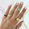 Wholesale Retro Style Geometric Copper Ring For Women With Epoxy And Enamel Electroplating