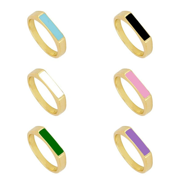 Wholesale Retro Style Geometric Copper Ring For Women With Epoxy And Enamel Electroplating
