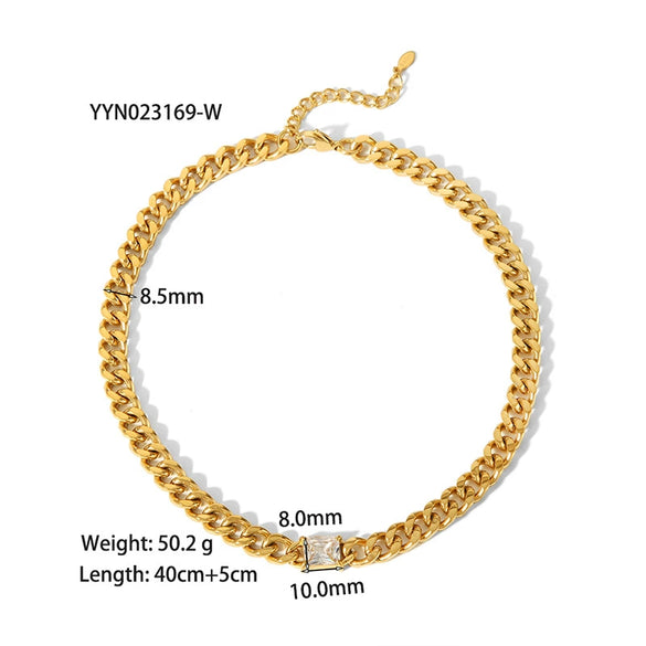 Wholesale Retro Style Stainless Steel And Titanium Steel Necklace And Bracelet With White Stone Inlay Geometric And Heart Pattern Zircon Treatment Snake Bone Chain Unisex