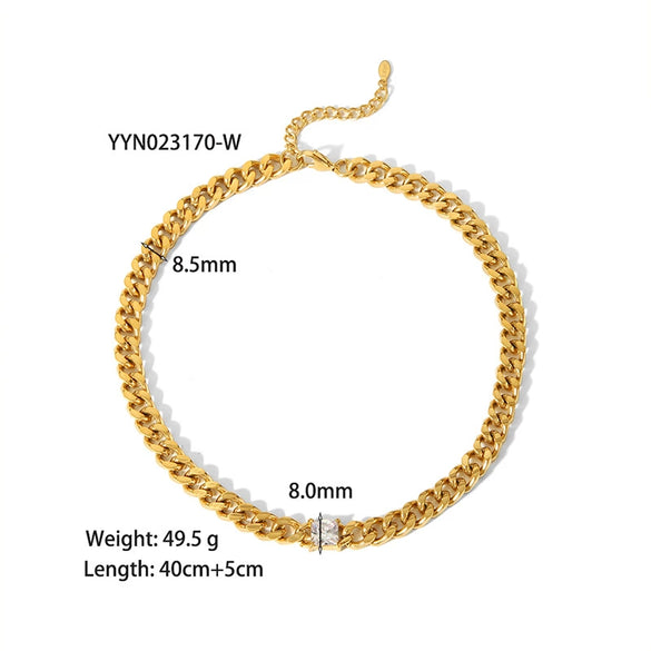 Wholesale Retro Style Stainless Steel And Titanium Steel Necklace And Bracelet With White Stone Inlay Geometric And Heart Pattern Zircon Treatment Snake Bone Chain Unisex
