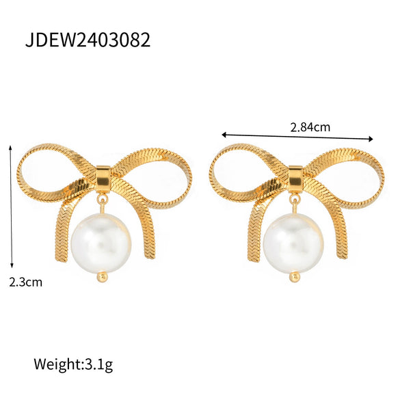 Wholesale Retro Style Stainless Steel Bow Love Earrings