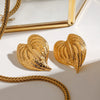 Wholesale Retro Style Stainless Steel Hammered Leaf Earrings For Women