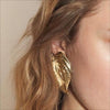 Wholesale Retro Style Stainless Steel Hammered Leaf Earrings For Women
