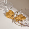 Wholesale Retro Style Stainless Steel Hammered Leaf Earrings For Women