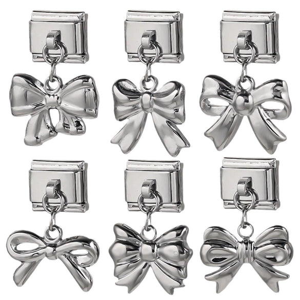 Wholesale Retro Style Stainless Steel Italian Module Bow Diy Spliced Bracelet With Electroplating Treatment
