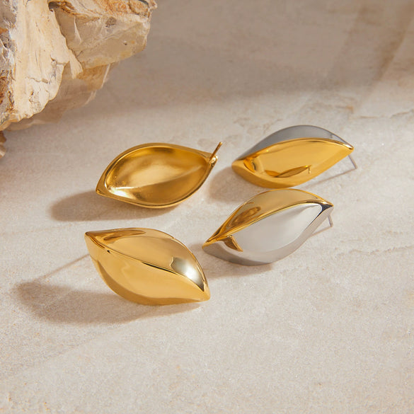 Wholesale Retro Style Stainless Steel Leaf Earrings For Women