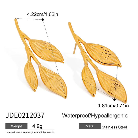 Wholesale Retro Style Stainless Steel Leaf Earrings