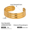 Wholesale Retro Style Stainless Steel Three Layer Tube Smooth Opening Electroplated Bracelet Jewelry
