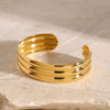Wholesale Retro Style Stainless Steel Three Layer Tube Smooth Opening Electroplated Bracelet Jewelry