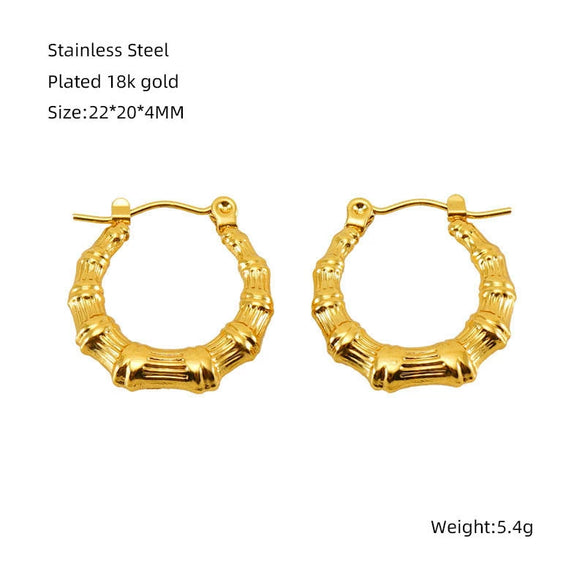 Wholesale Retro Style 316L Stainless Steel Ushape Women's Earrings 18K Gold Plated