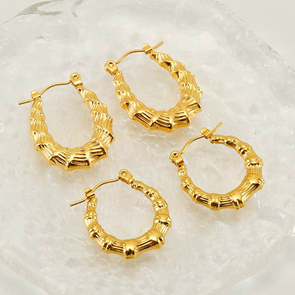 Wholesale Retro Style 316L Stainless Steel Ushape Women's Earrings 18K Gold Plated