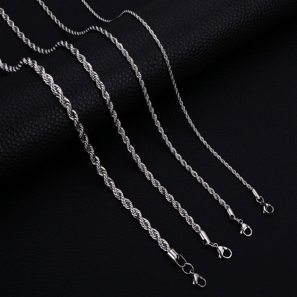 Wholesale Retro Style Twist Chain Stainless Steel Necklace With Bow Pattern And Furnace Vacuum Electroplated Treatment