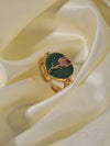 Wholesale Retro Sweet Rose Copper Enamel 18K Gold Plated Open Rings